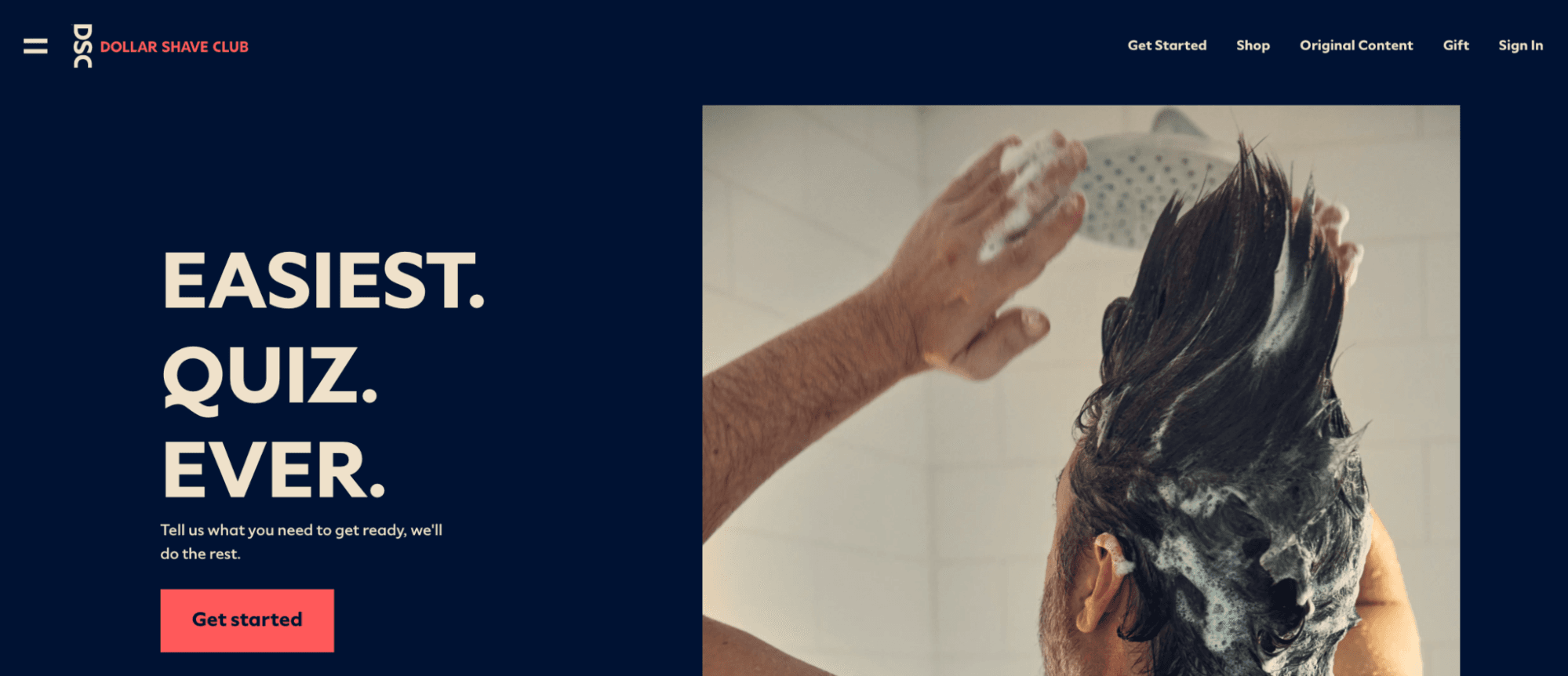 Screenshot from the Dollar Shave Club website.